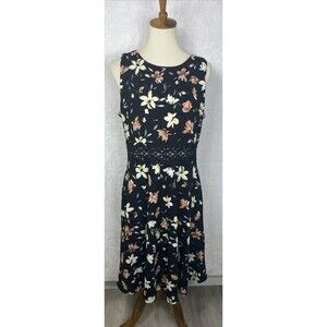OWIN Fashion New York Women's Dress Sleeveless Black Floral Size XL NEW